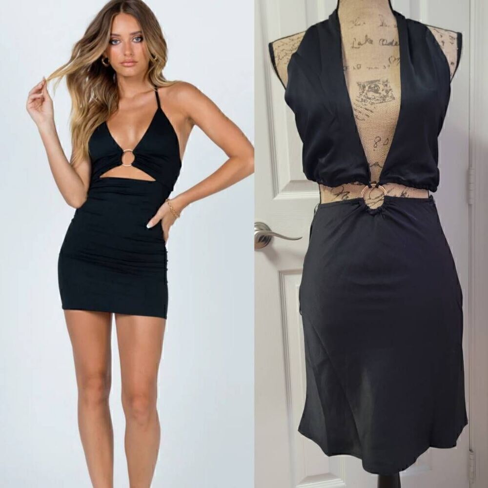 Princess Poly Satin Halter Mini Black Dress 4